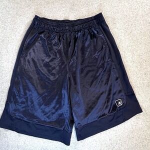 AND1 Basketball Shorts Mens Medium Navy Blue Shiny Mesh Athletic Gym Athleisure